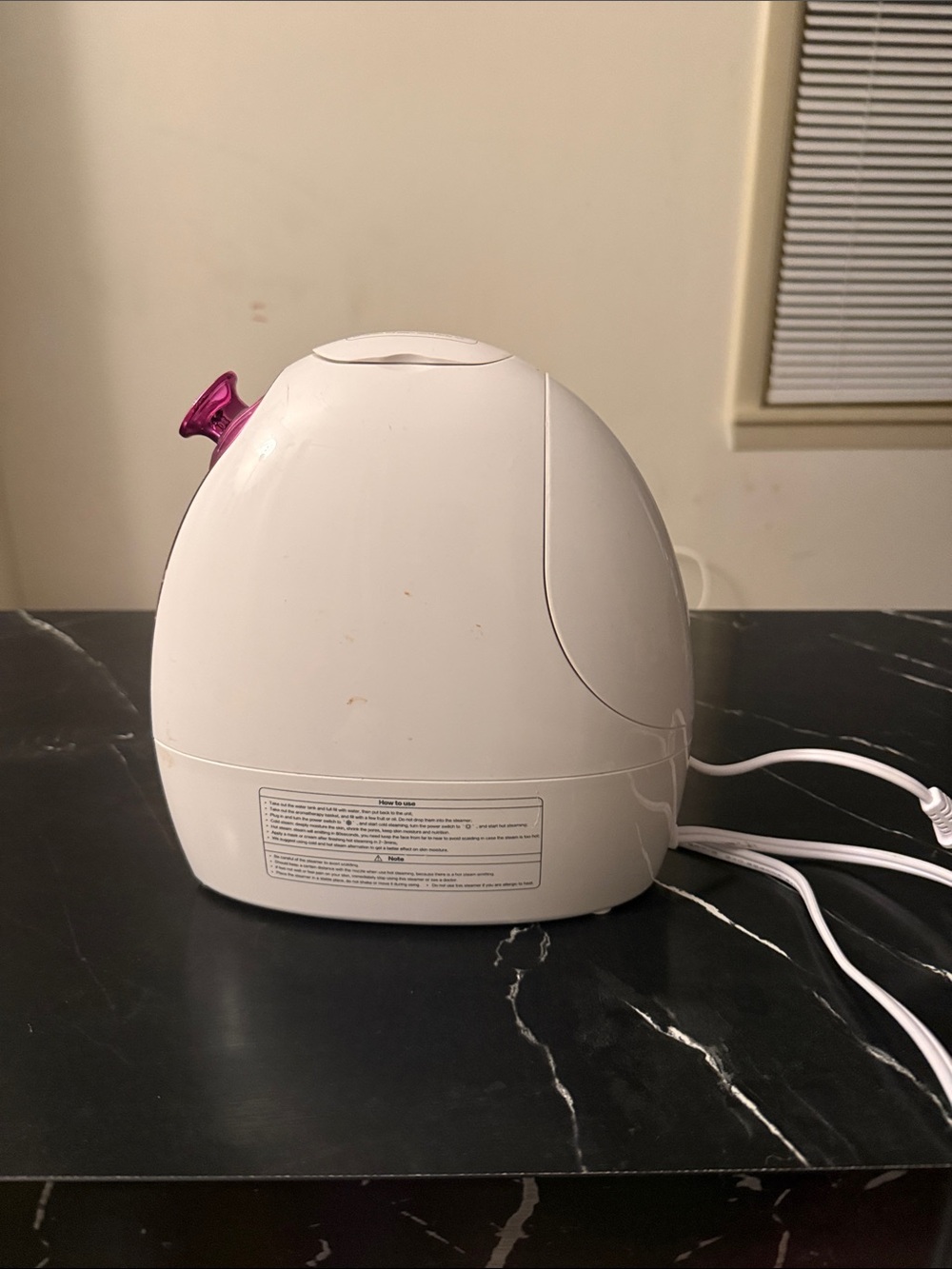 White Personal Humidifier with Pink Nozzle